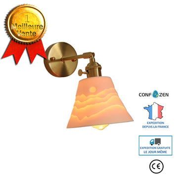Applique murale Laiton Zen-like Bourbon Porcelaine Céramique Style japonais Homestay chambre lampe de chevet miroir